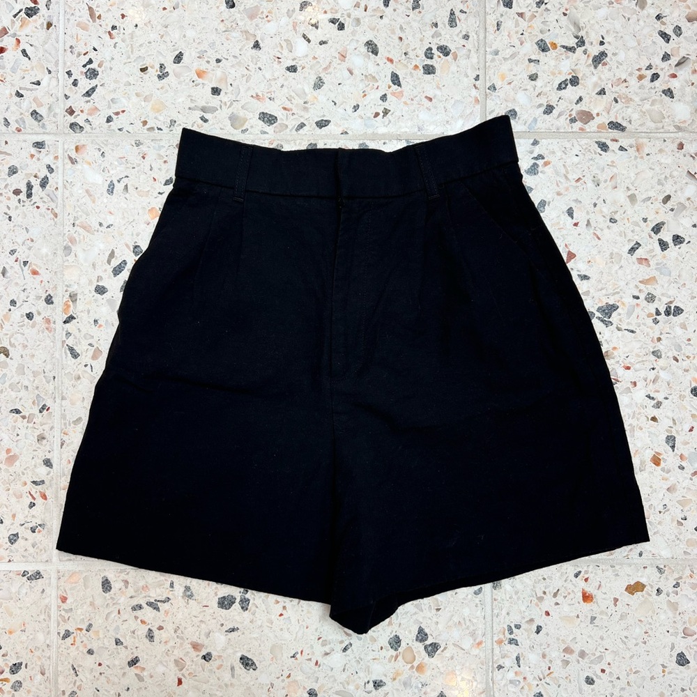 Zara Black High-Waist Tailored Shorts